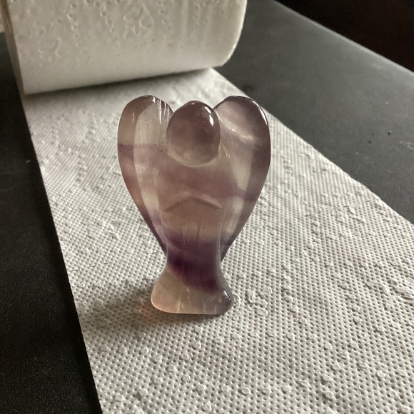 2” Rainbow Fluorite Angel Purple Clear Crystal Helper Guide - Picture 3 of 7